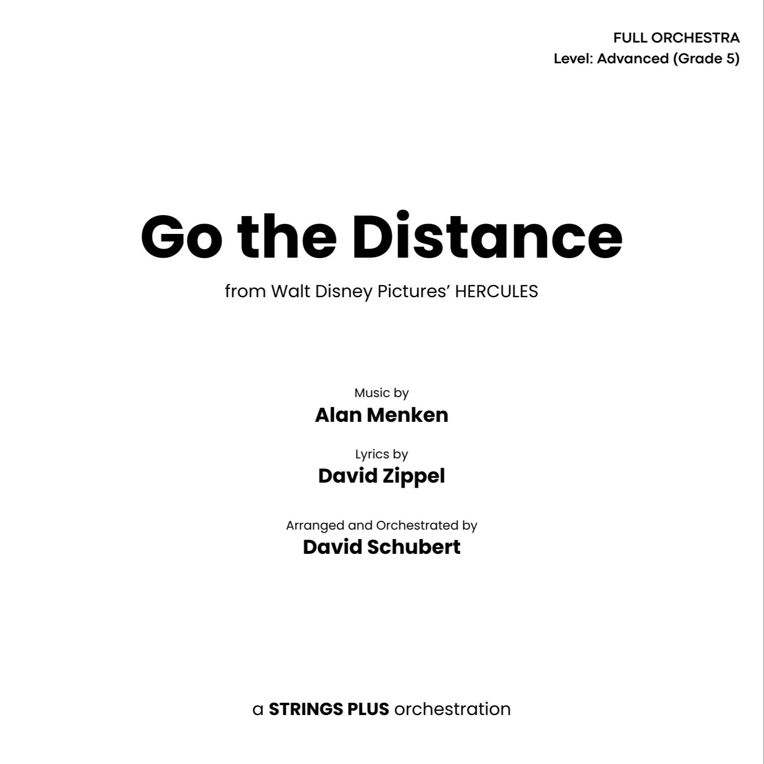 Go The Distance - 仅总谱 (arr. David Schubert) by Michael Bolton 管弦乐团 封面
