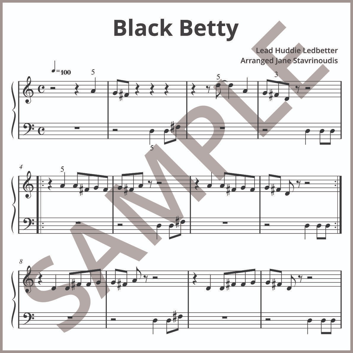 Cover Art for "Black Betty (arr. Jane Stavrinoudis)" by Lead Belly