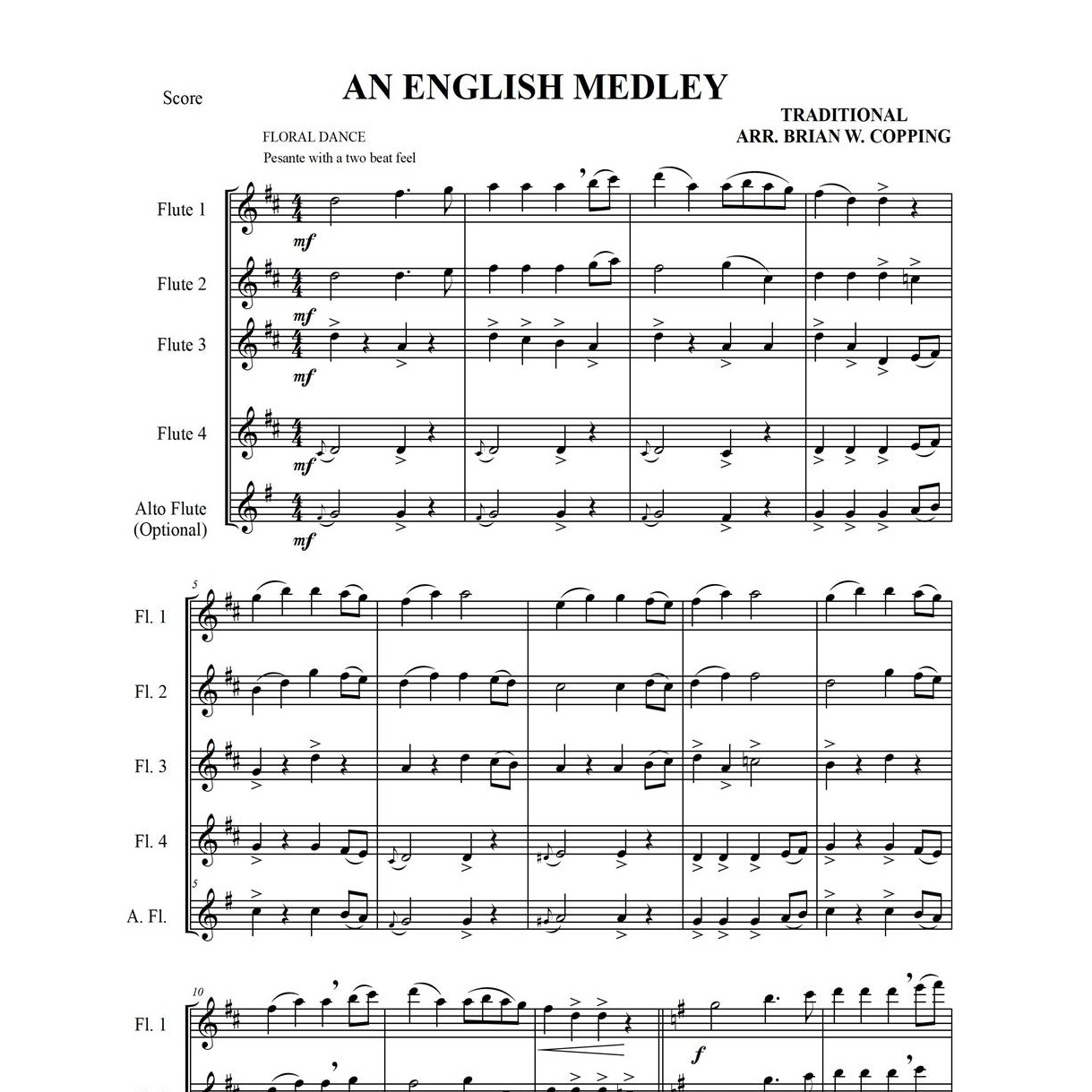 Carátula para "AN ENGLISH MEDLEY – FLUTE QUARTET (arr. BRIAN W. COPPING)" por Traditional