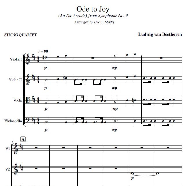 Carátula para "Ode to Joy (String Quartet) (arr. Eve C. Mailly - Zene Strings)" por Ludwig Van Beethoven