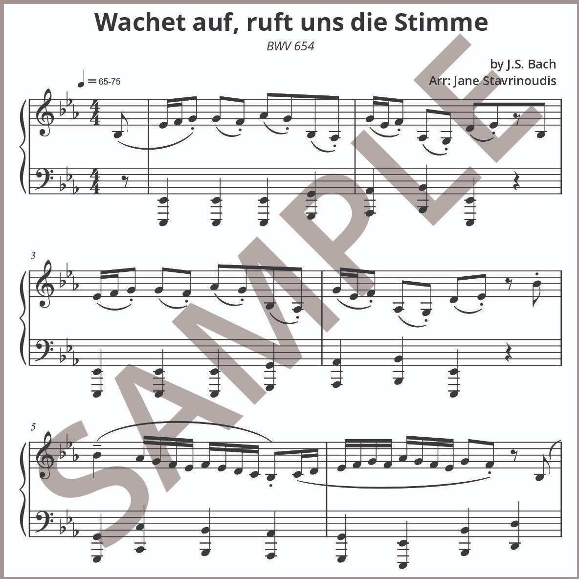 Cover Art for "Wachet auf, ruft uns die Stimme BWV 645 (arr. Jane Stavrinoudis)" by J.S. Bach
