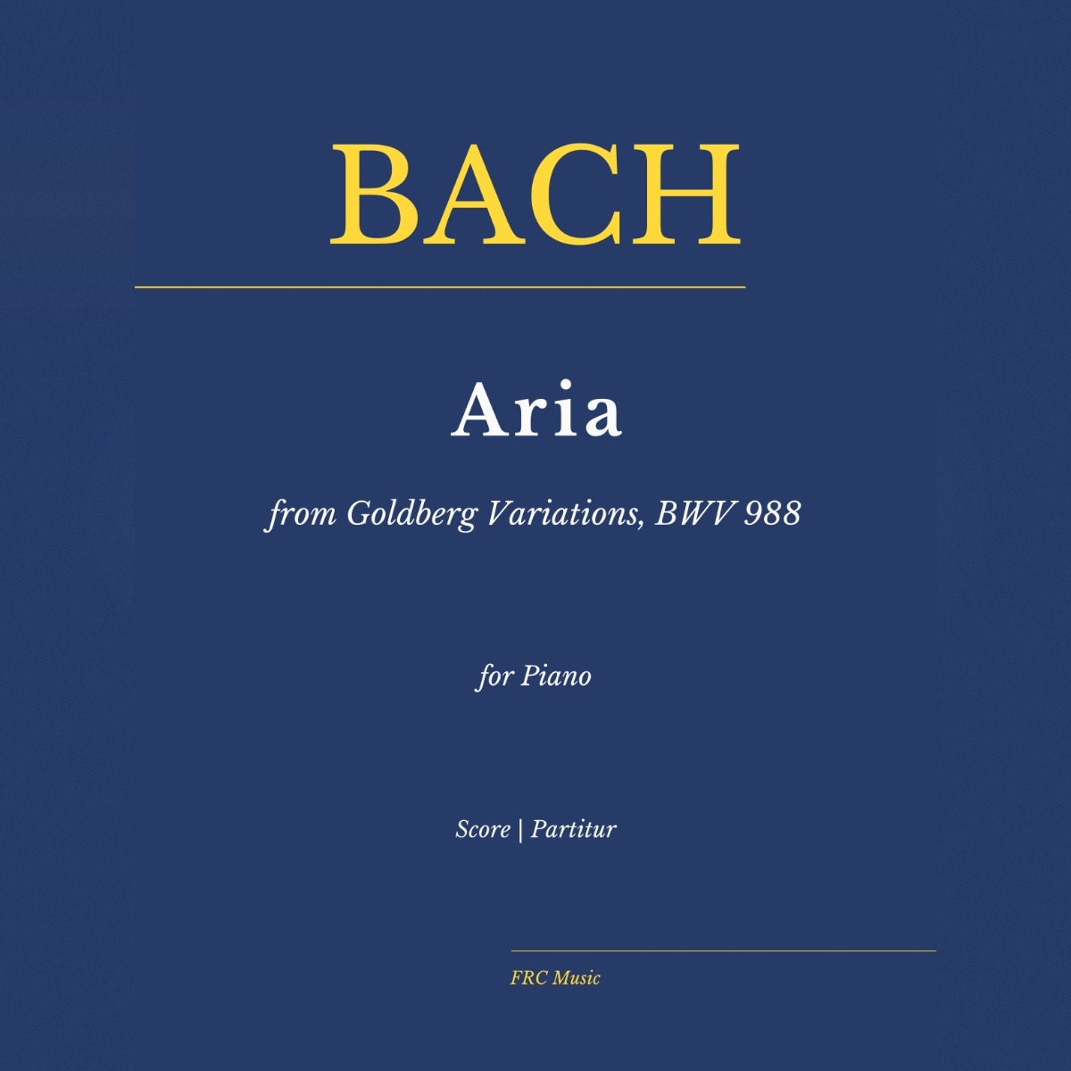 Cover Art for "Bach: Aria from Goldberg Variations, BWV 988 as played by Víkingur Ólafsson (for Piano) (arr. Flavio Regis Cunha)" by Johann Sebastian Bach and Víkingur Ólafsson