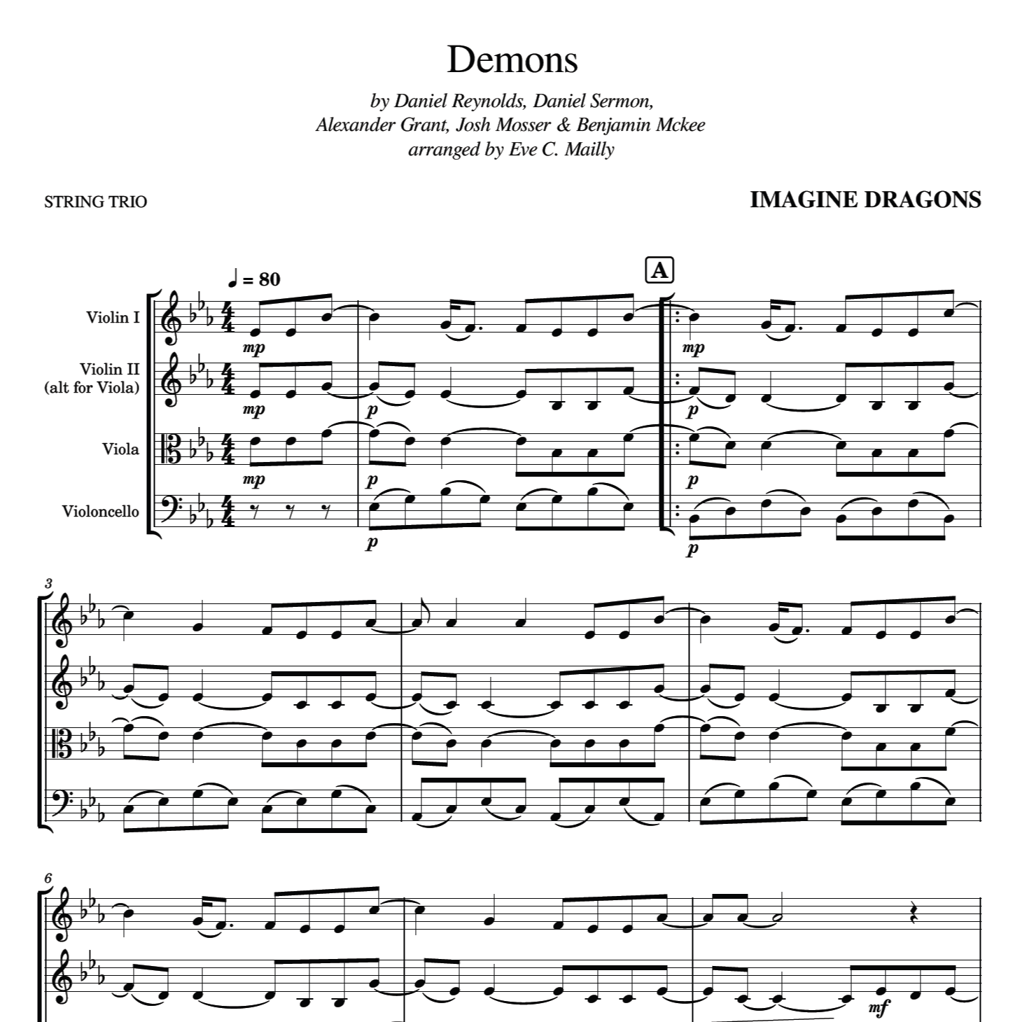 Couverture pour "Demons (arr. Eve C. Mailly - Zene Strings)" par Imagine Dragons