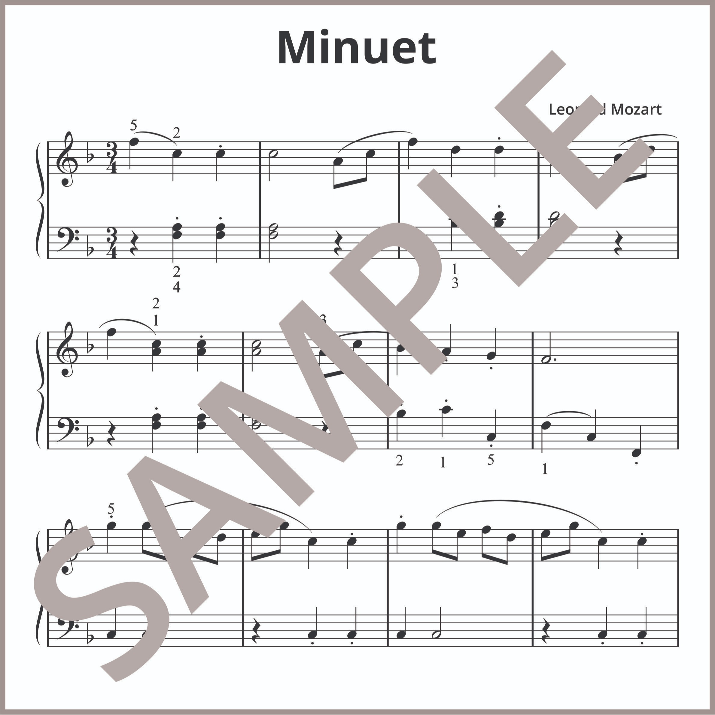 Abdeckung für "Minuet in F (arr. Jane Stavrinoudis)" von Leopold Mozart