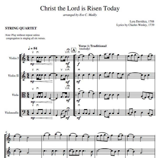 Abdeckung für "Christ The Lord Is Risen Today - String Quartet (arr. Eve C. Mailly - Zene Strings)" von Lyra Davidica 1708 (Traditional)
