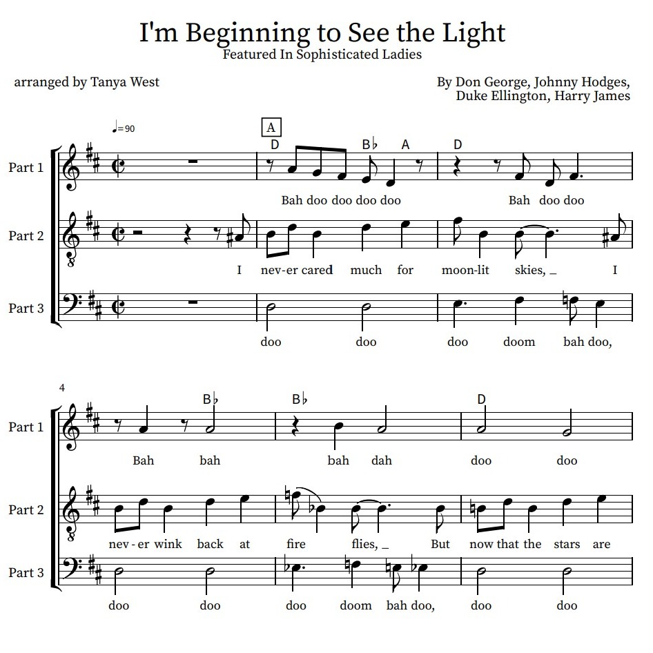 Cover Art for "I'm Beginning To See The Light (arr. Tanya West)" by Duke Ellington