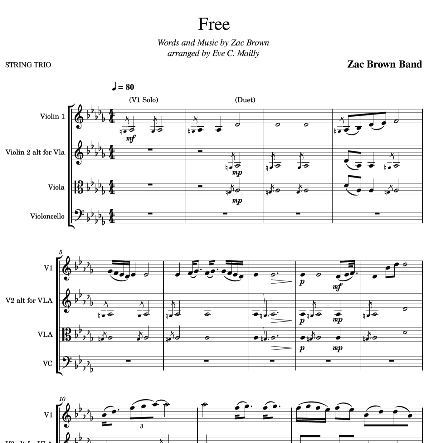 Carátula para "Free (arr. Eve C. Mailly - Zene Strings)" por Zac Brown Band