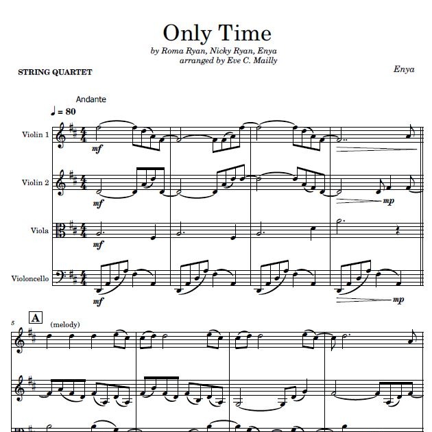 Couverture pour "Only Time (arr. Eve C. Mailly - Zene Strings)" par Enya