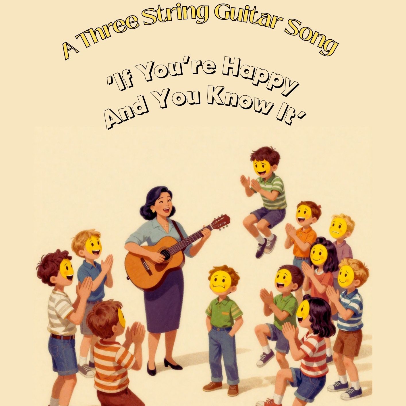 Cover Art for "If You're Happy And You Know It (A Three String Guitar Song) (arr. Danny Crocome)" by Traditional