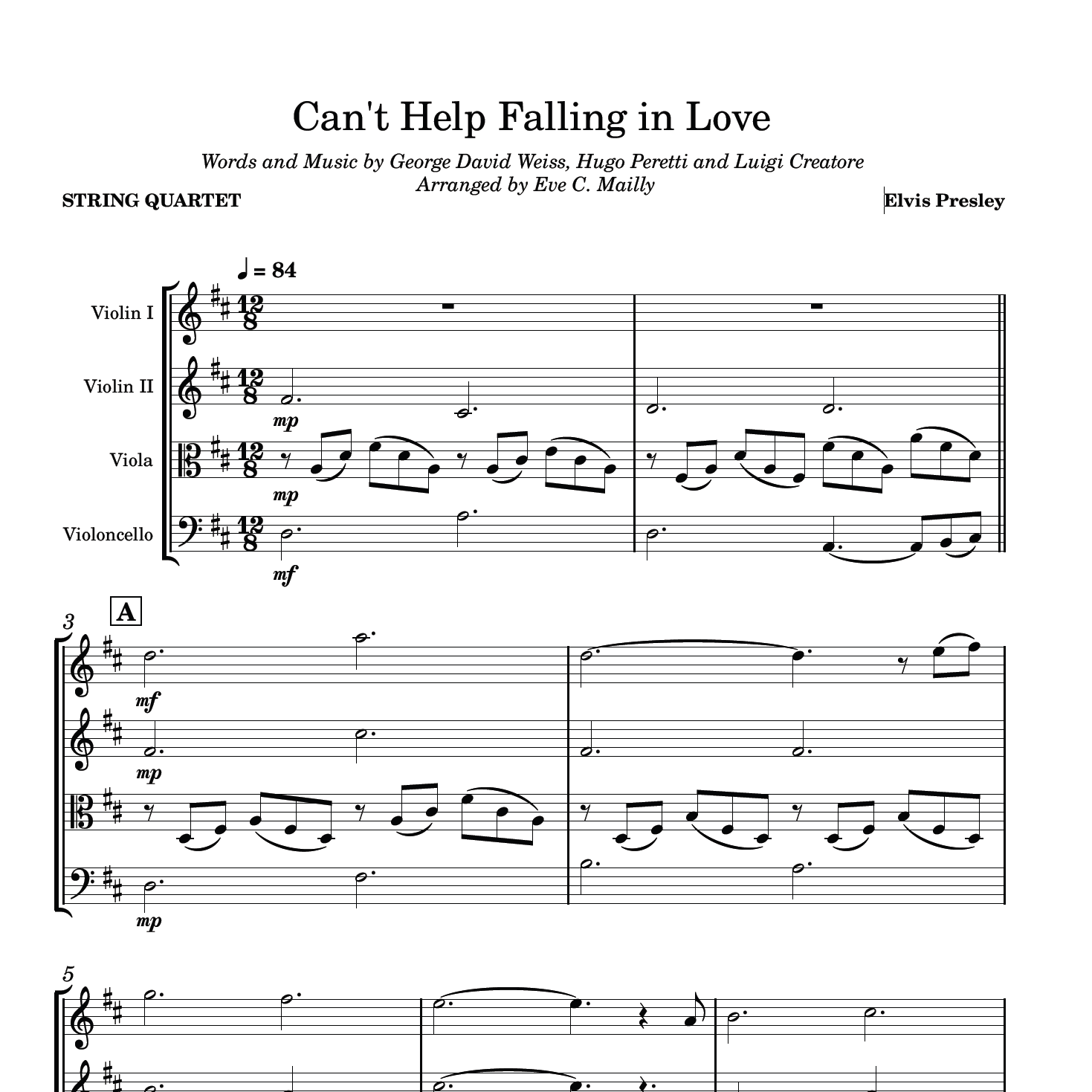Cover Art for "Can't Help Falling In Love (arr. Eve C. Mailly - Zene Strings)" by Elvis Presley