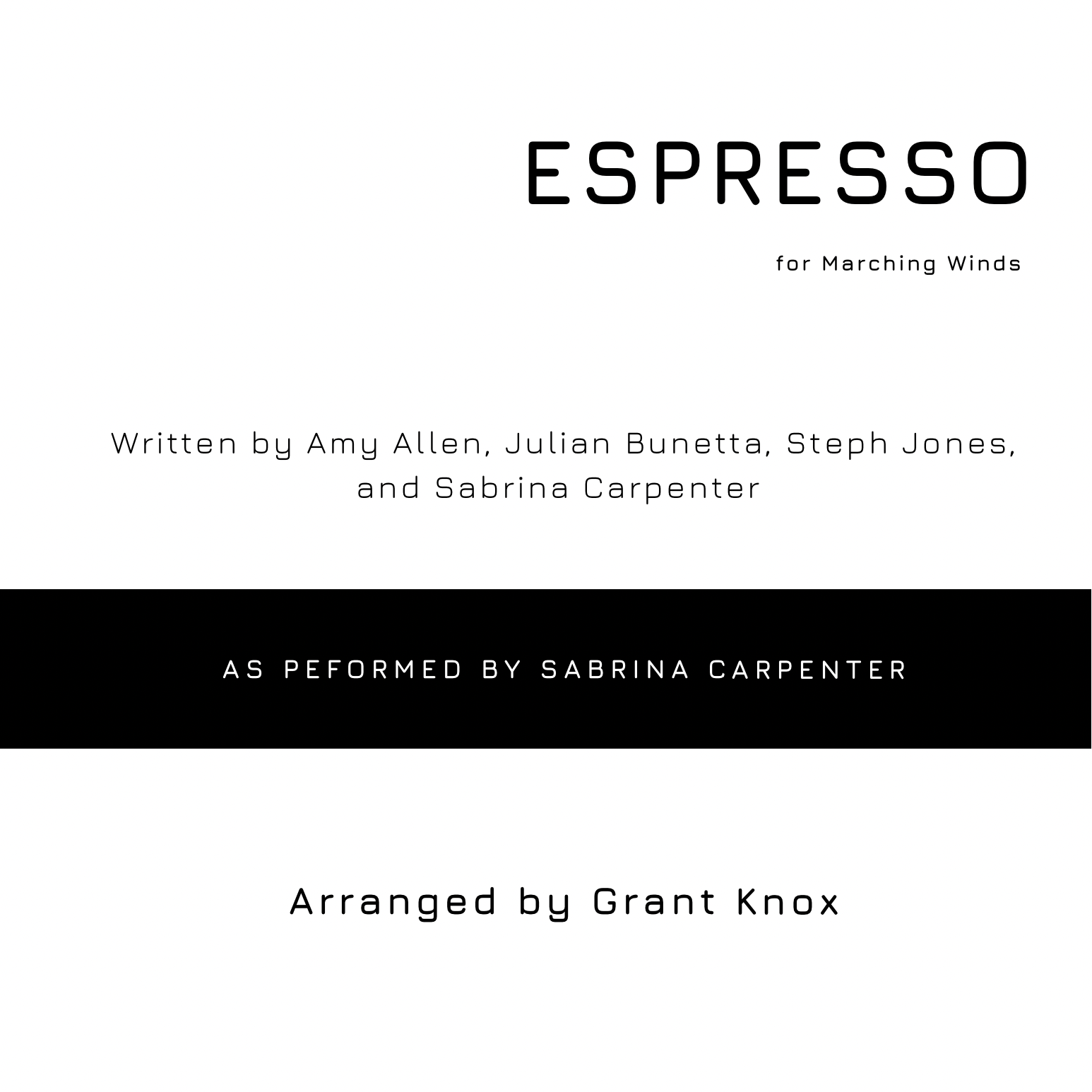 Cover Art for "Espresso (arr. Grant Knox)" by Sabrina Carpenter