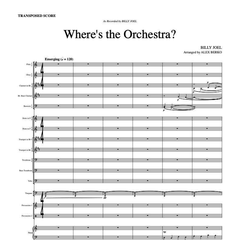 Where's The Orchestra? (arr. Alex Berko) by Billy Joel 全编制管弦乐团 封面