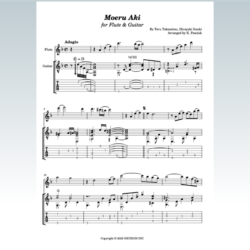 Cover Art for "Moeru Aki (arr. Kenneth Pasciak)" by Toru Takemitsu