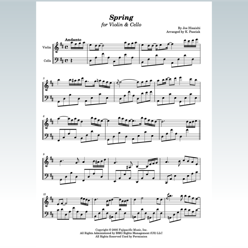 Cover Art for "Spring (arr. Kenneth Pasciak)" by Joe Hisaishi
