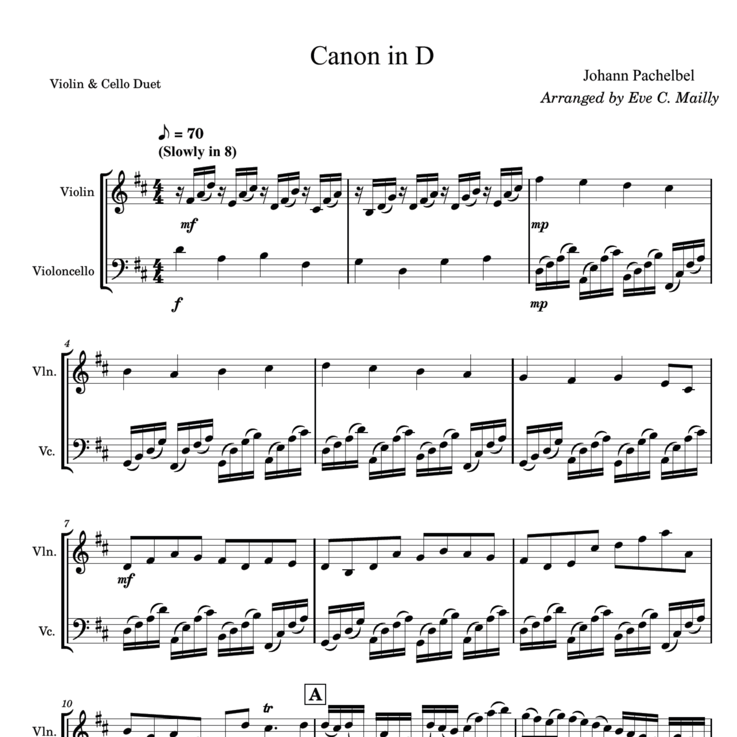 Abdeckung für "Canon in D (Violin & Cello Duet) (arr. Eve C. Mailly - Zene Strings)" von Johann Pachelbel