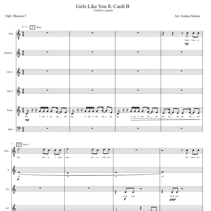 Couverture pour "Girls Like You (arr. Lexie Simon)" par Maroon 5