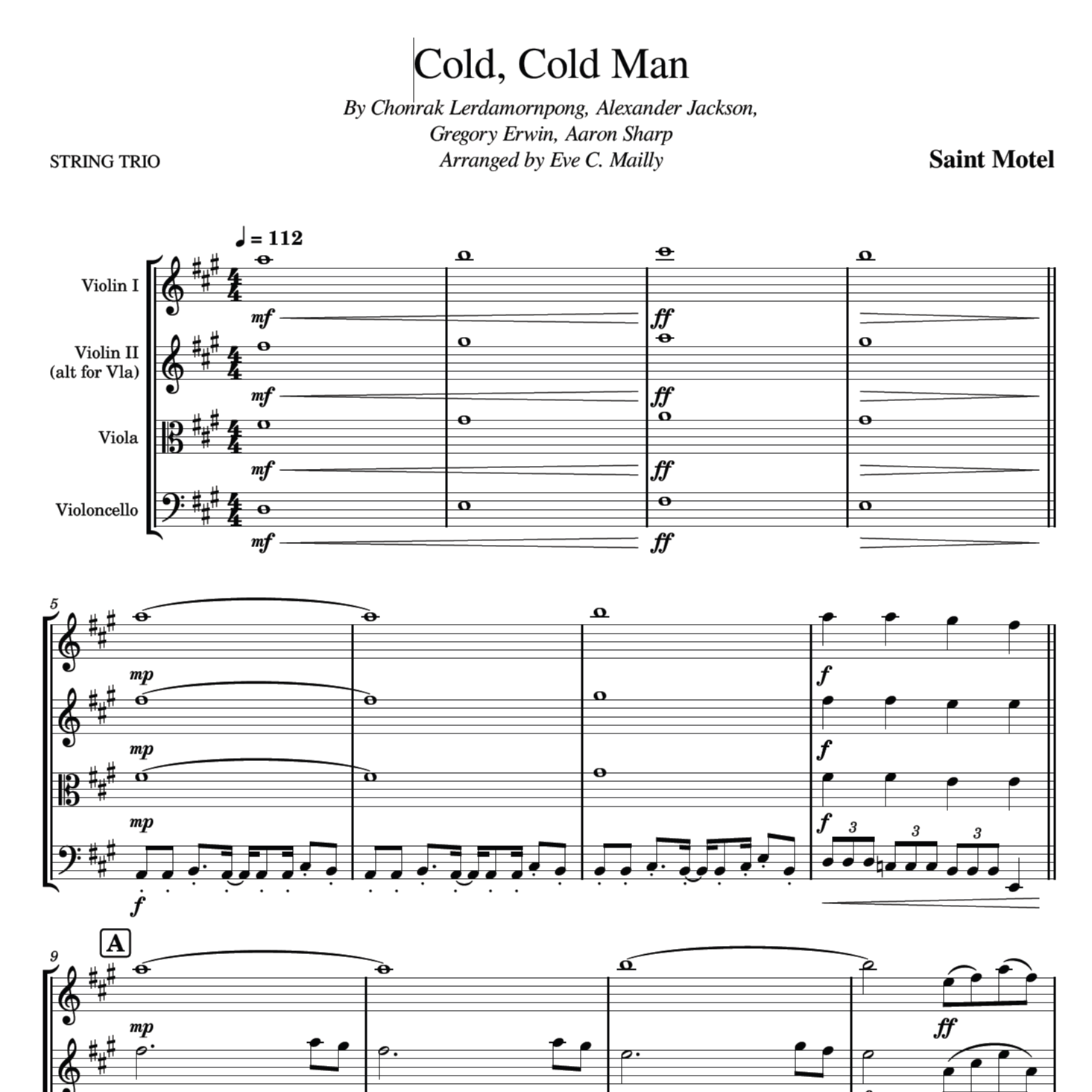 Cover Art for "Cold Cold Man (arr. Eve C. Mailly - Zene Strings)" by Saint Motel