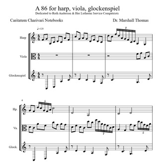 Carátula para "A 86 for harp, viola, glockenspiel" por Dr. Marshall Thomas