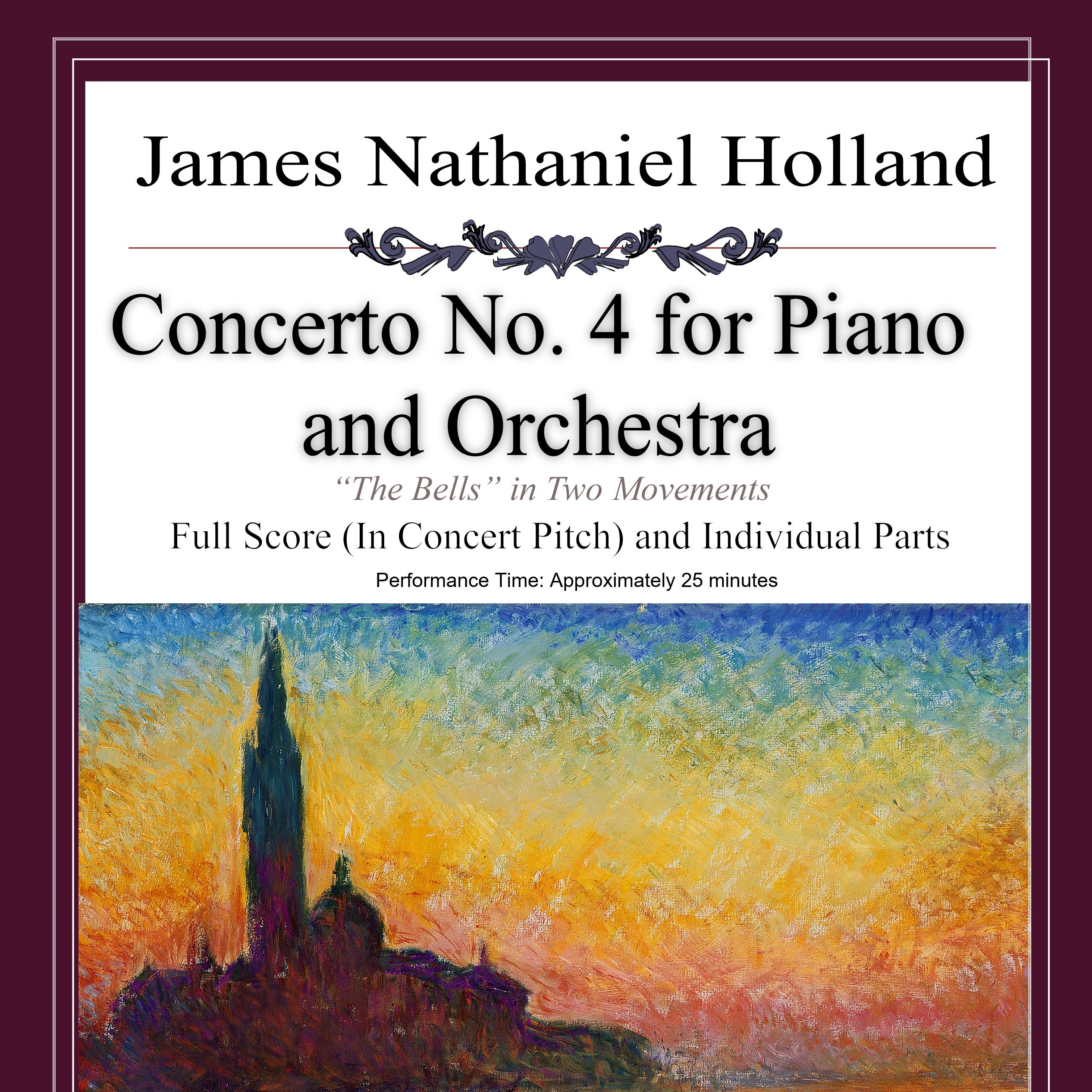 钢琴协奏曲第4号《钟》(Piano Concerto No. 4 "The Bells")总谱与分谱 - 詹姆斯·纳撒尼尔·霍兰德(James Nathaniel Holland)管弦乐团 封面