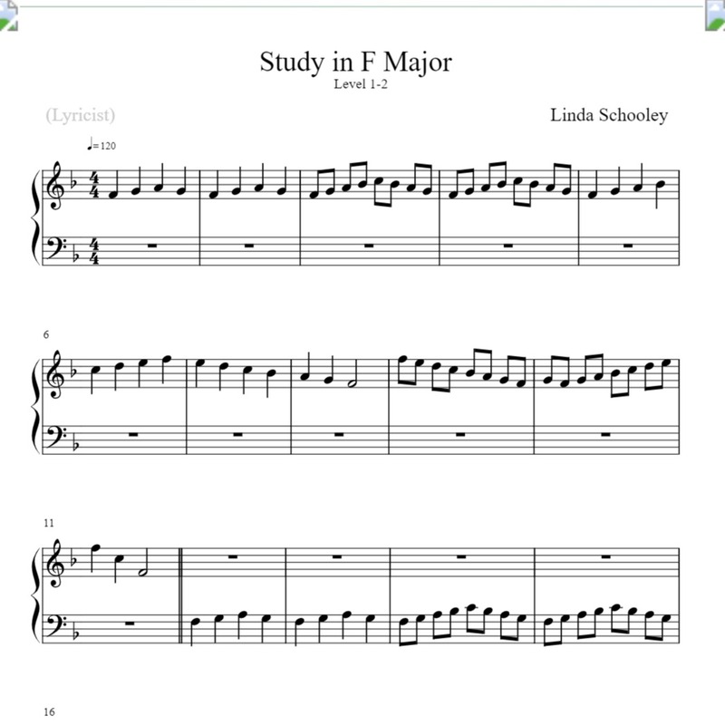 Cover Art for "Study in F Major" by Linda Schooley
