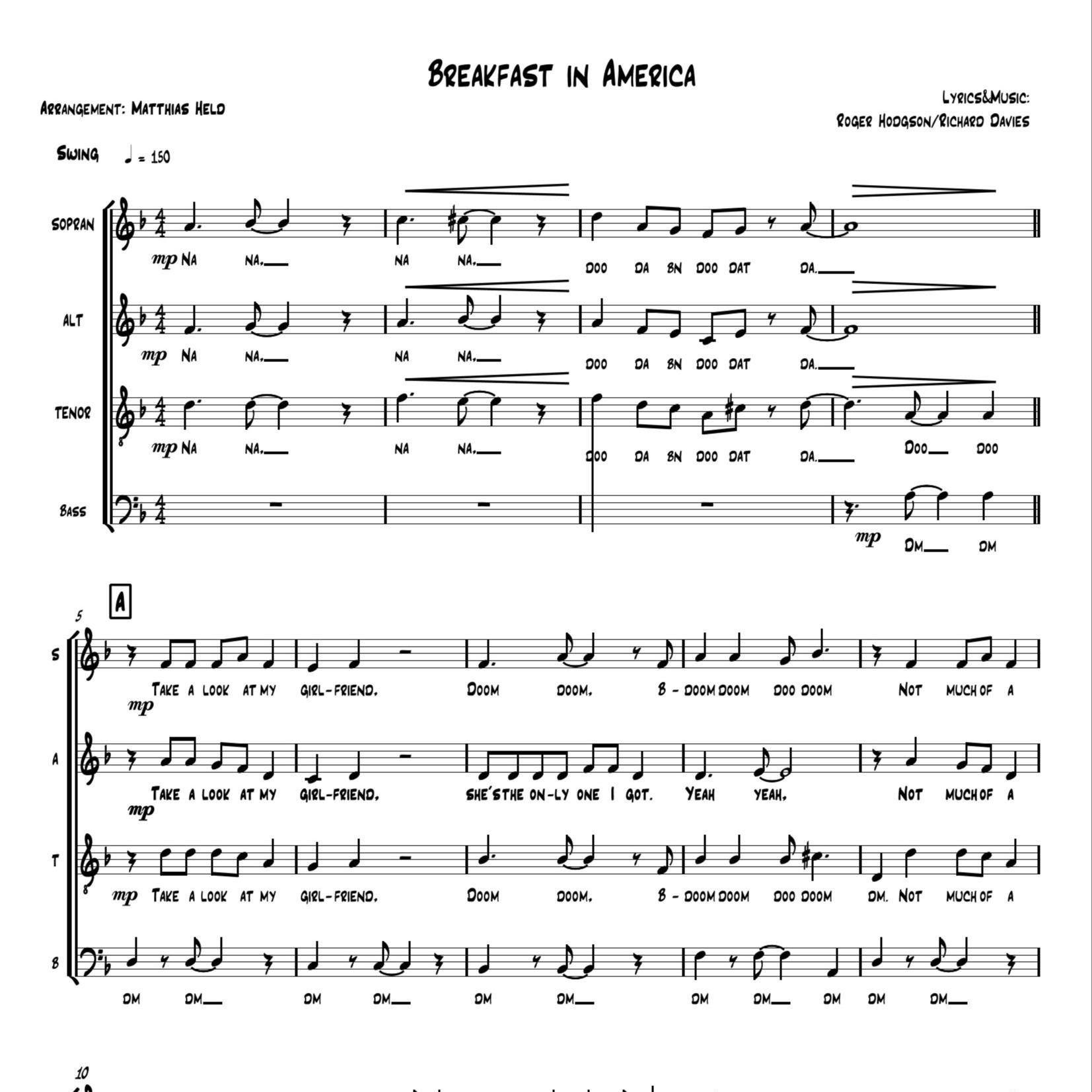 Abdeckung für "Breakfast In America (arr. Matthias Held)" von Supertramp