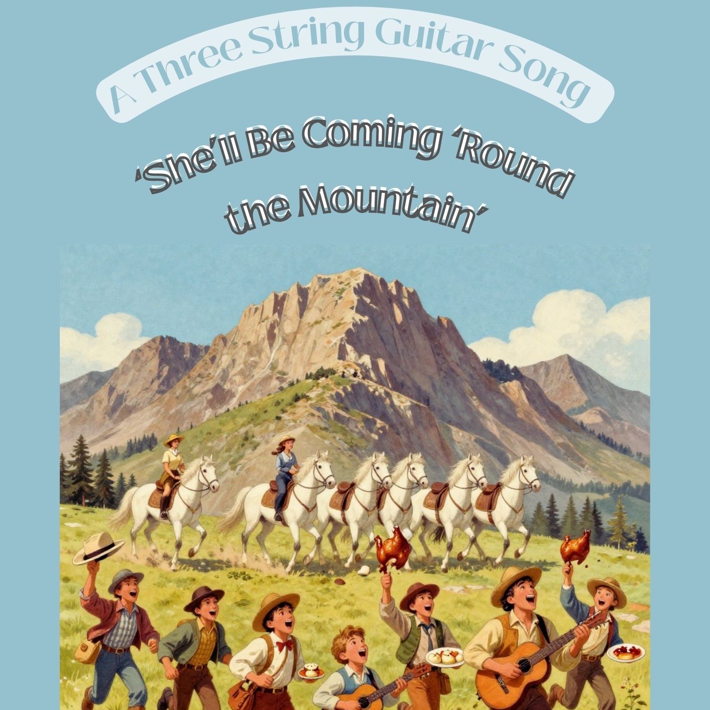 Cover Art for "She'll Be Coming 'Round the Mountain (A Three String Guitar Song) (arr. Danny Crocome)" by Traditional