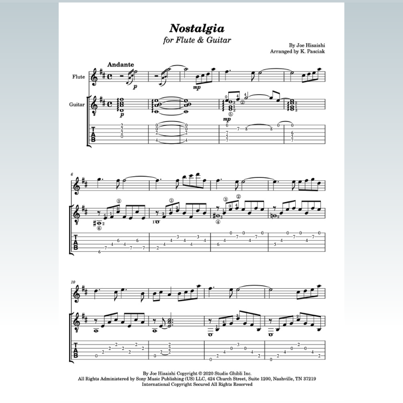 Cover Art for "Nostalgia (arr. Kenneth Pasciak)" by Joe Hisaishi