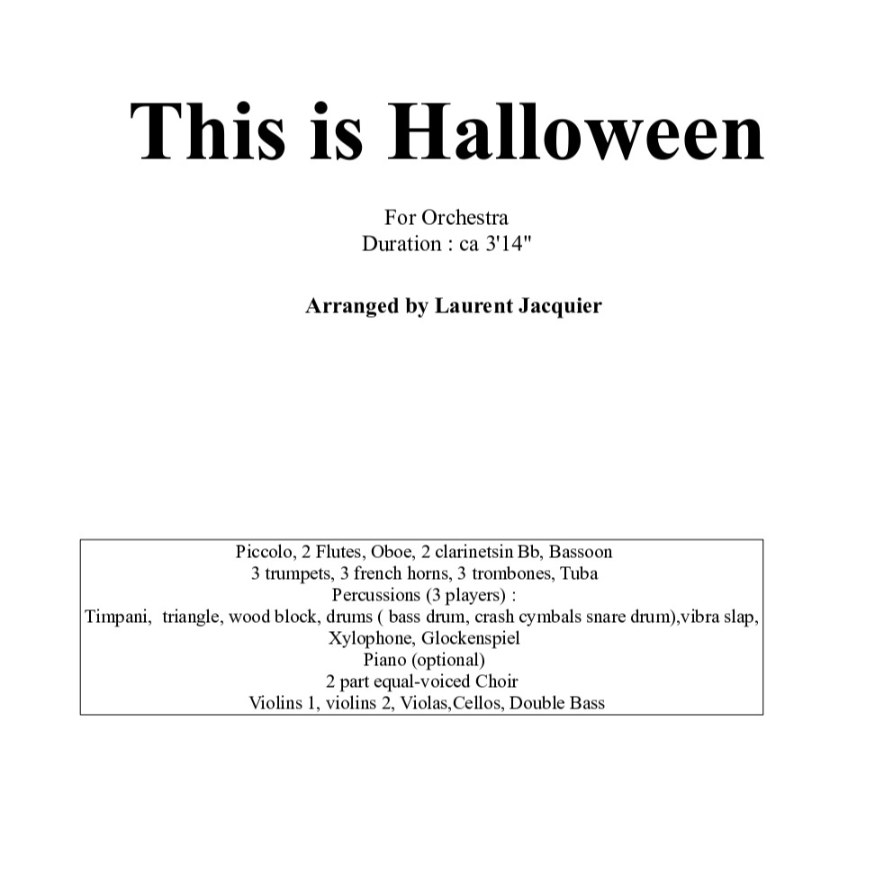 Cover Art for "This Is Halloween (arr. Laurent Jacquier)" by Danny Elfman