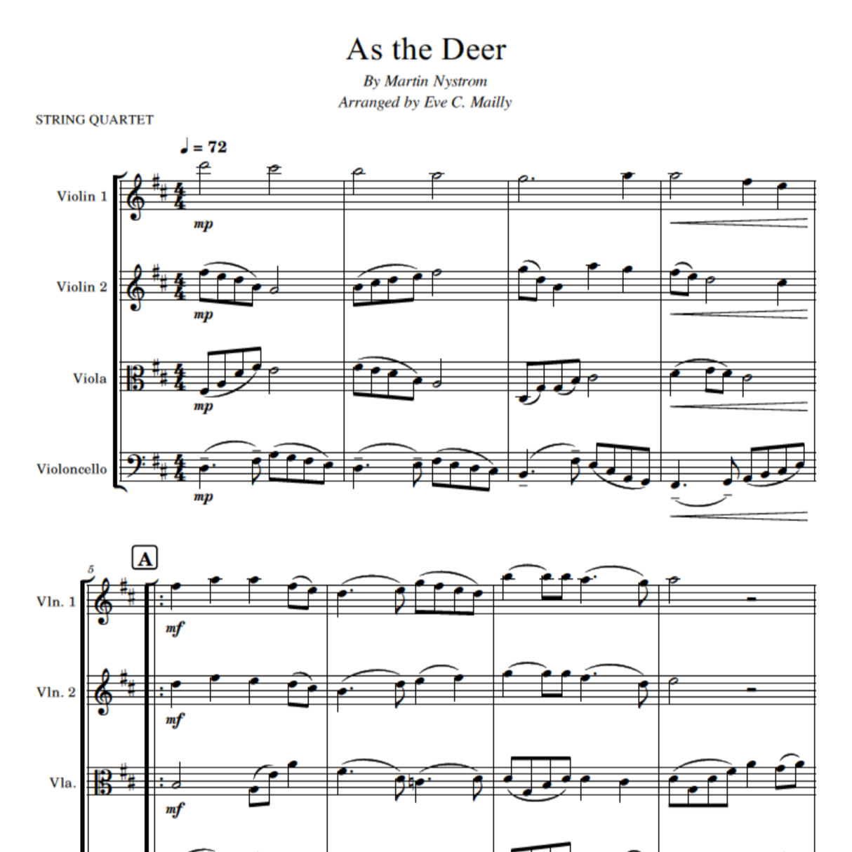 Carátula para "As The Deer (arr. Eve C. Mailly - Zene Strings)" por Martin Nystrom