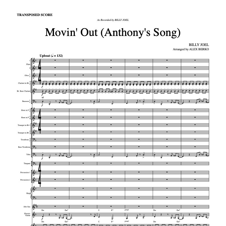 Movin' Out (Anthony's Song) (arr. Alex Berko) by Billy Joel 管弦乐团 封面