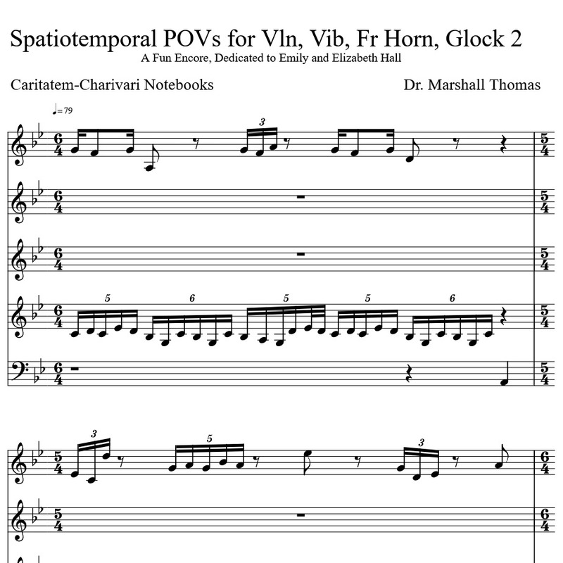 Carátula para "Spatiotemporal POVs for Vln, Vib, Fr Horn, Glock 2" por Celebrity Chamber Players