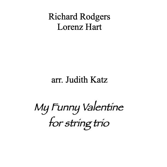 Carátula para "My Funny Valentine (arr. Judith Katz)" por Richard Rodgers