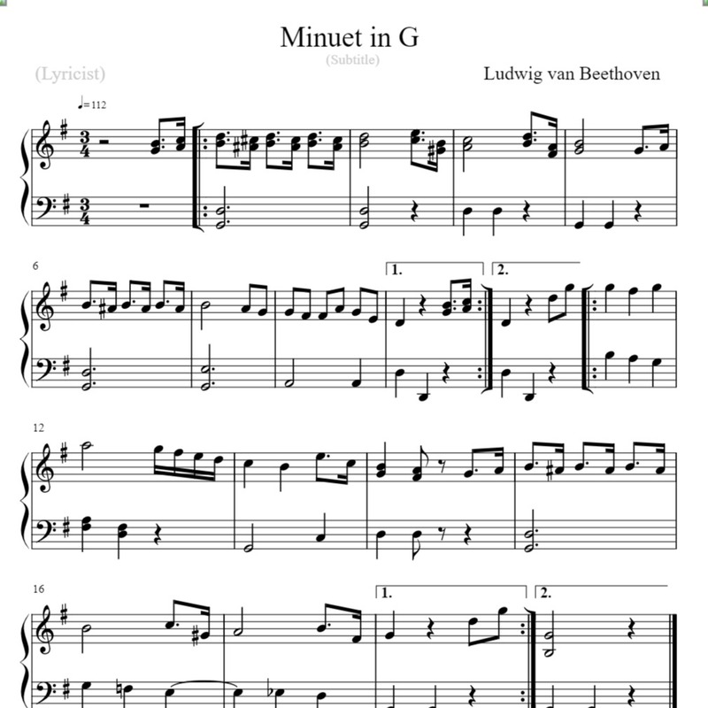 Cover Art for "Minuet In G (arr. Linda Schooley)" by Ludwig Van Beethoven