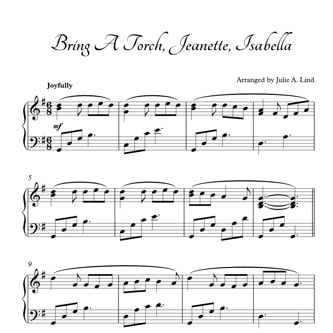 Cover Art for "Bring A Torch Jeanette Isabella (arr. Julie A. Lind)" by Julie A Lind