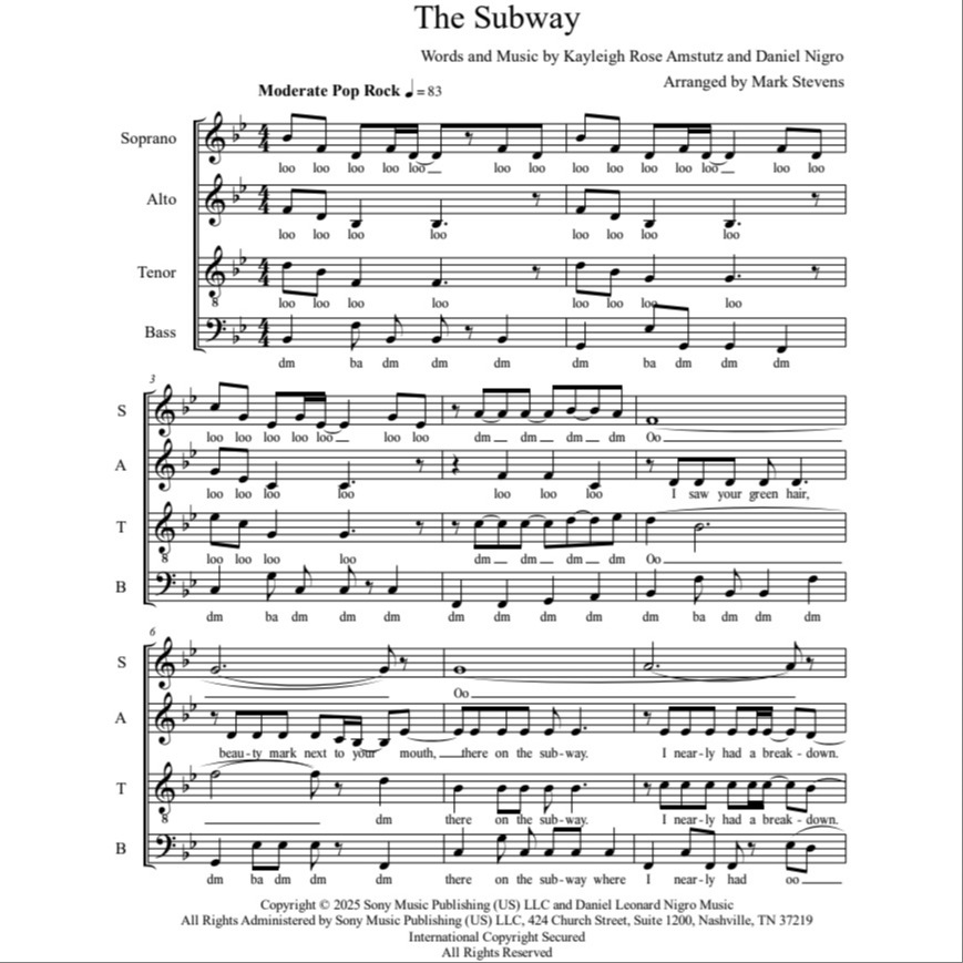 Cover Art for "The Subway (arr. Mark Stevens)" by Chappell Roan