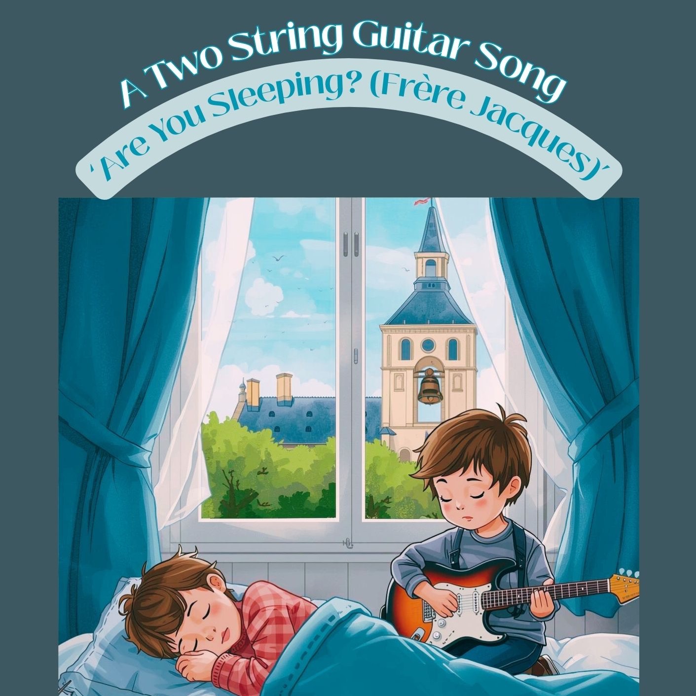 Cover Art for "Are You Sleeping? (Frére Jacques) (A Two String Guitar Song) (arr. Danny Crocome)" by Traditional