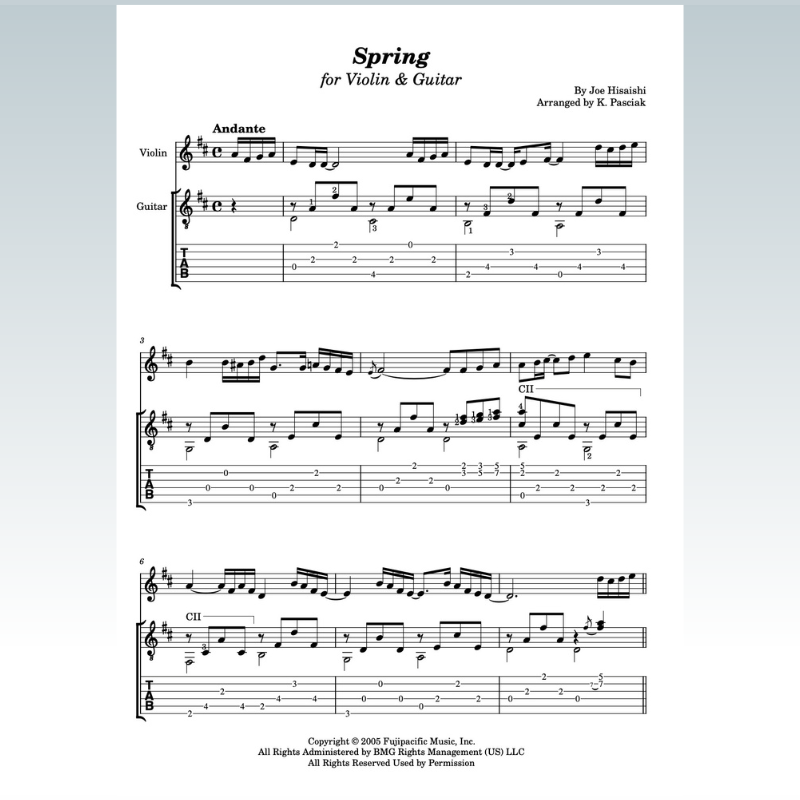 Cover Art for "Spring (arr. Kenneth Pasciak)" by Joe Hisaishi