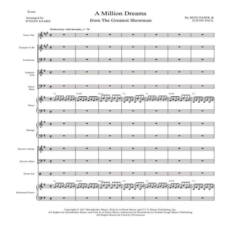 Carátula para "A Million Dreams (arr. Ethan Saake)" por Pink