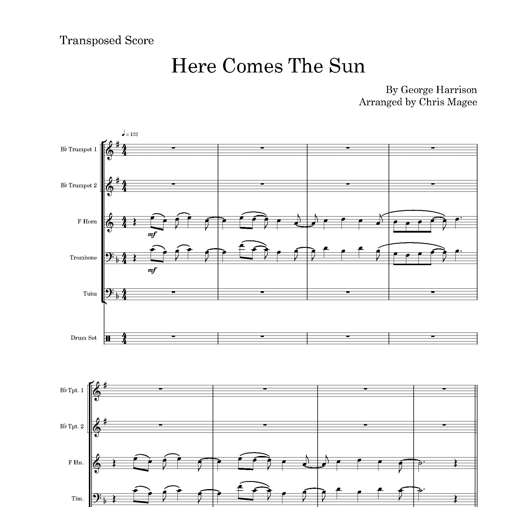 Abdeckung für "Here Comes The Sun (arr. Chris Magee)" von The Beatles