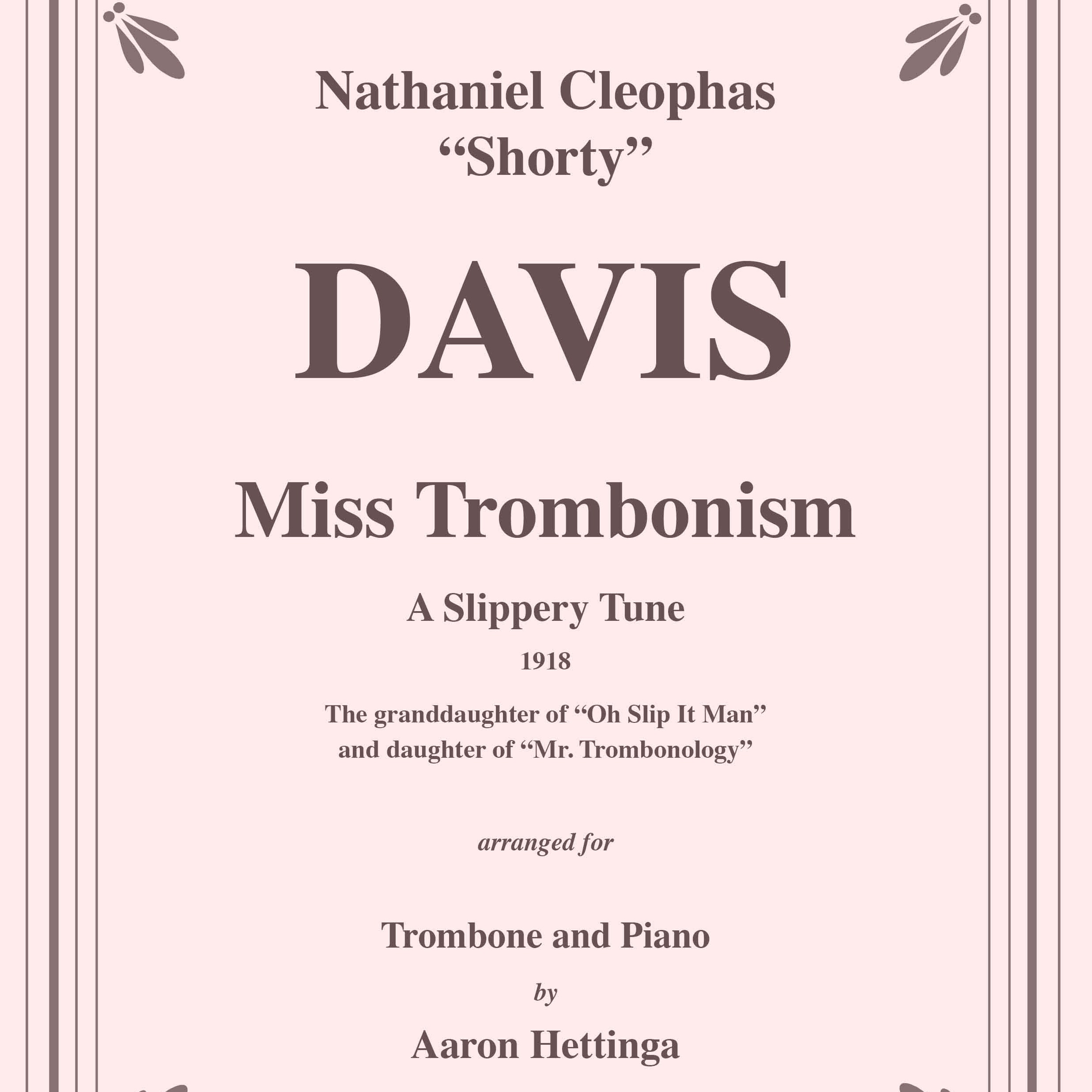 Carátula para "Miss Trombonism for Trombone and Piano" por Nathaniel Cleophas Davis