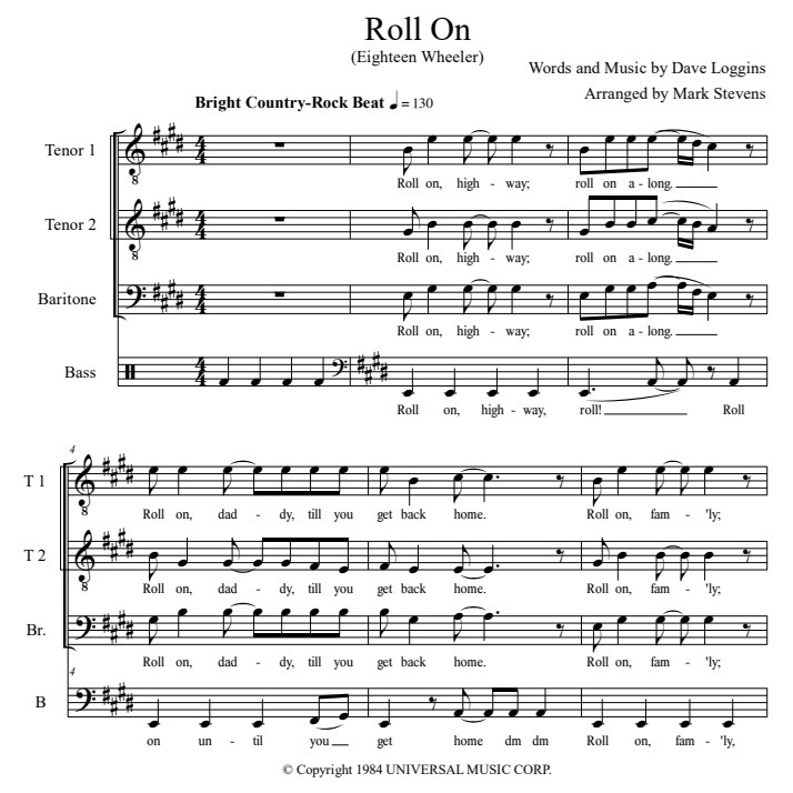 Cover Art for "Roll On (Eighteen Wheeler) (arr. Mark Stevens)" by Alabama