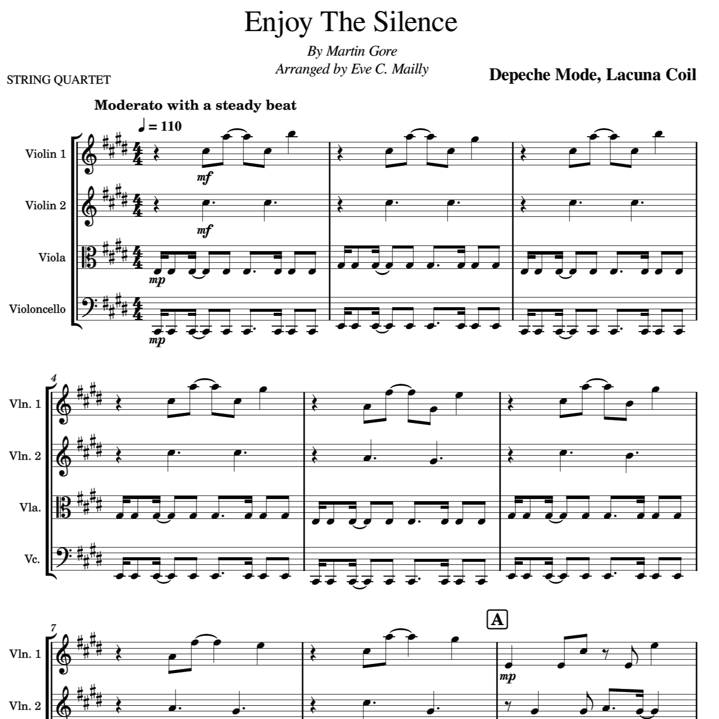 Cover Art for "Enjoy The Silence (arr. Eve C. Mailly - Zene Strings)" by Lacuna Coil