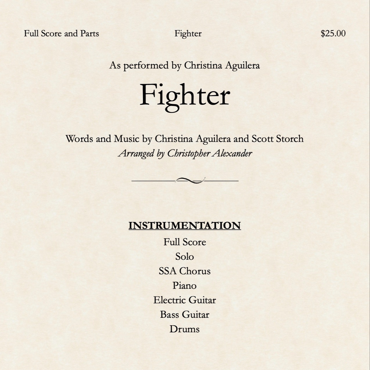 Cover Art for "Fighter (arr. Christopher Alexander)" by Christina Aguilera