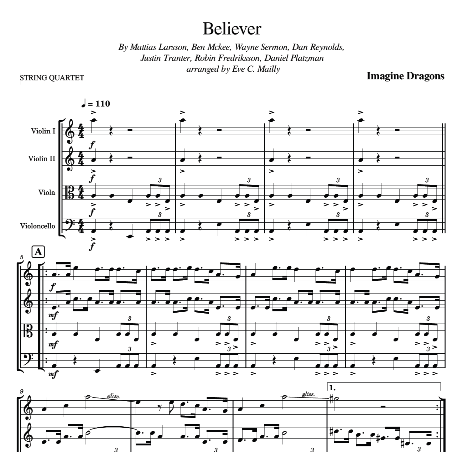 Abdeckung für "Believer (arr. Eve C. Mailly - Zene Strings)" von Imagine Dragons