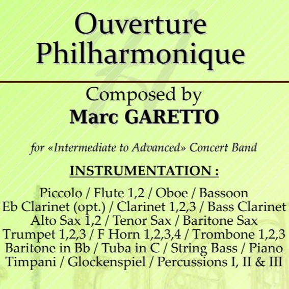 Couverture pour "Ouverture Philharmonique - Original Concert Overture" par Marc GARETTO