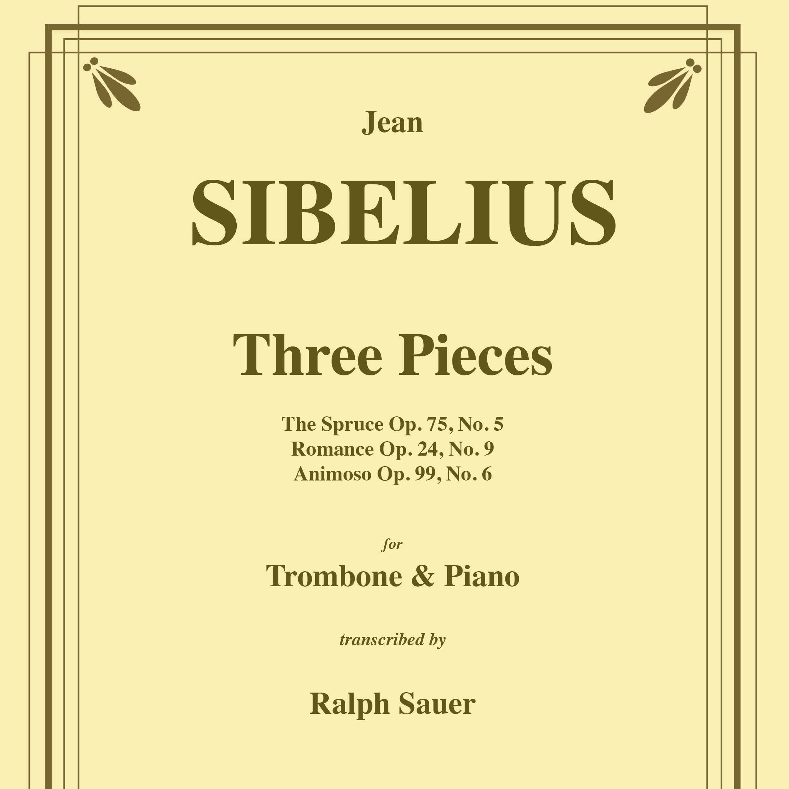 Cover Art for "Three Pieces for Trombone and Piano (arr. Ralph Sauer)" by Jean Sibelius