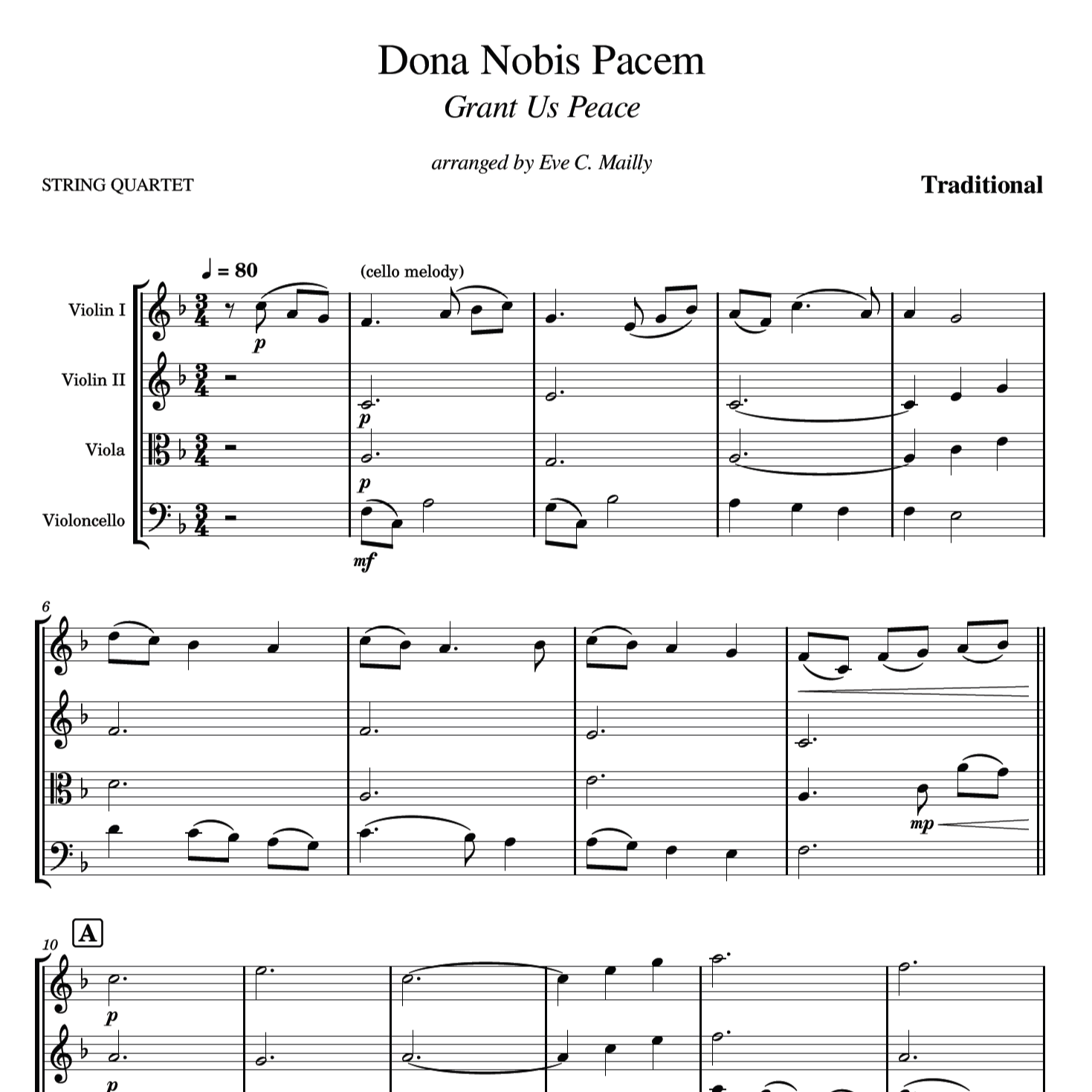 Couverture pour "Dona Nobis Pacem (Grant Us Peace) - String Quartet (arr. Eve C. Mailly - Zene Strings)" par Traditional