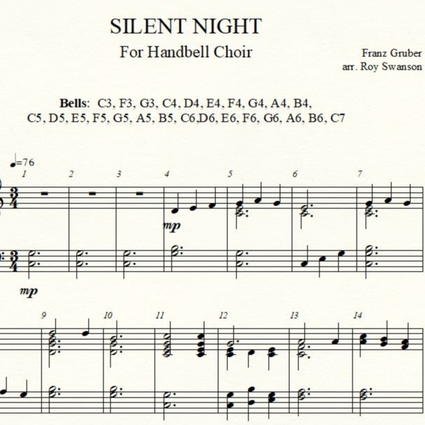 Abdeckung für "Silent Night for Handbell Choir (arr. Roy Swanson)" von Franz Gruber