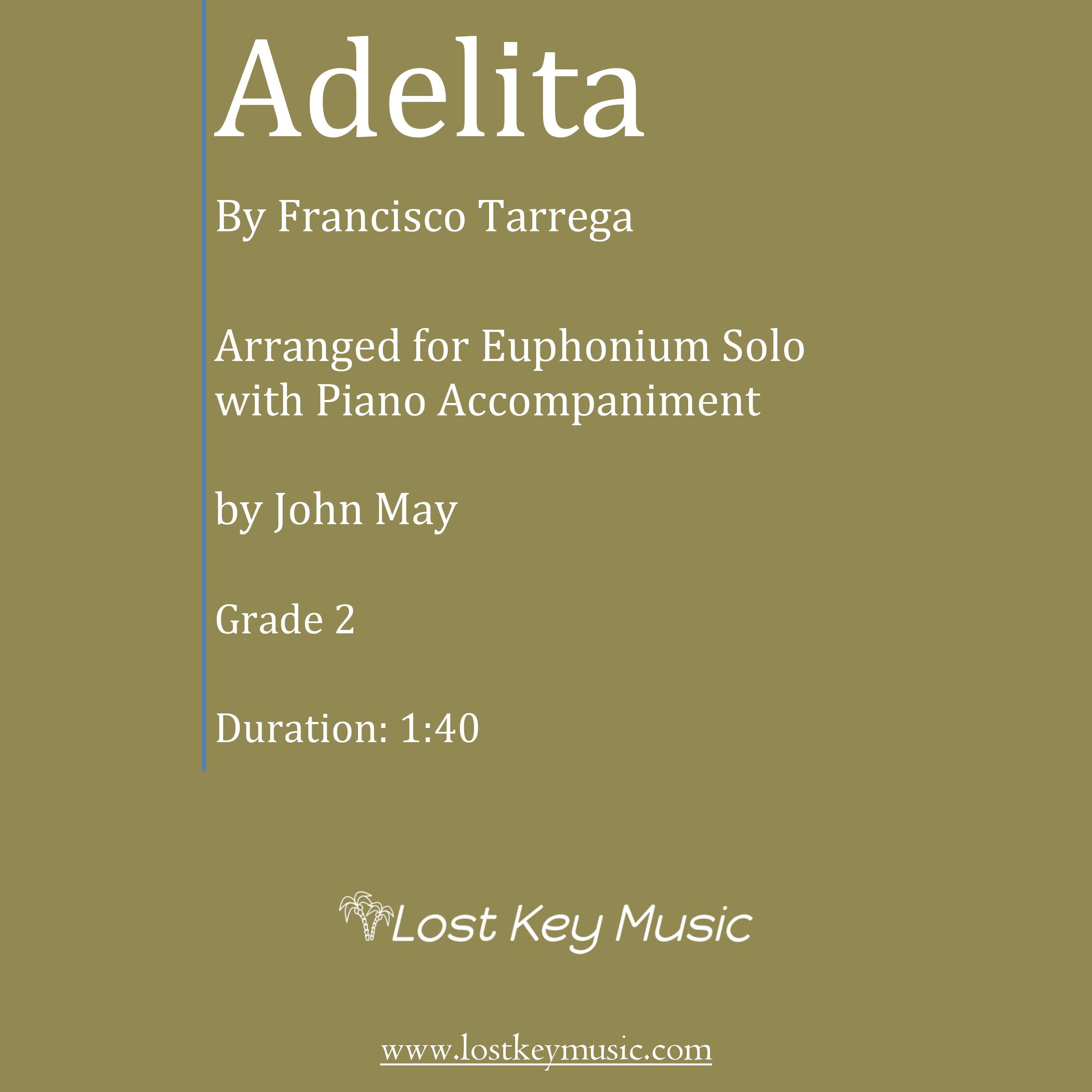 Couverture pour "Adelita-Euphonium Solo with (Optional Piano Accompaniment) (arr. John May)" par Francisco Tarrega