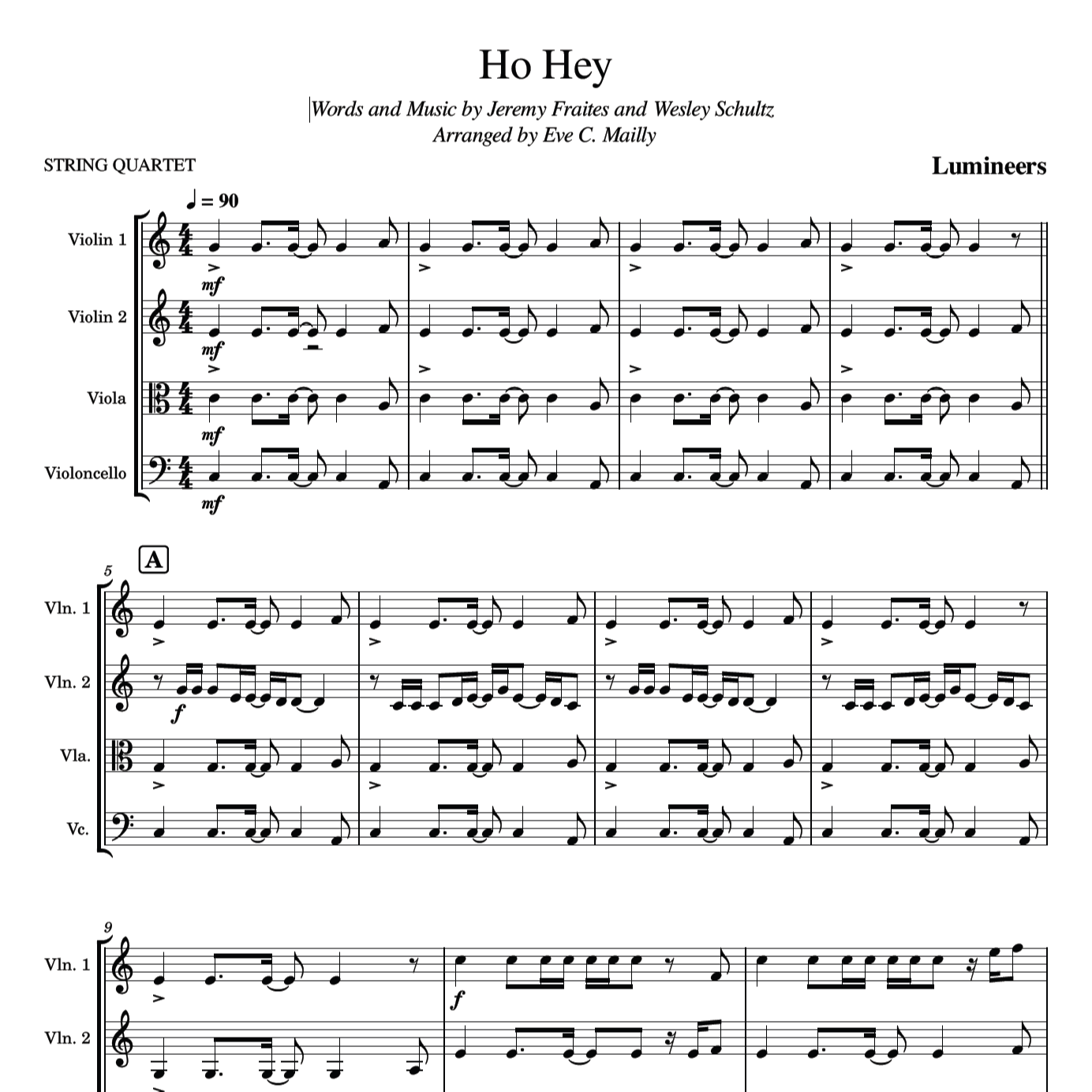 Cover Art for "Ho Hey (arr. Eve C. Mailly - Zene Strings)" by Lennon & Maisy